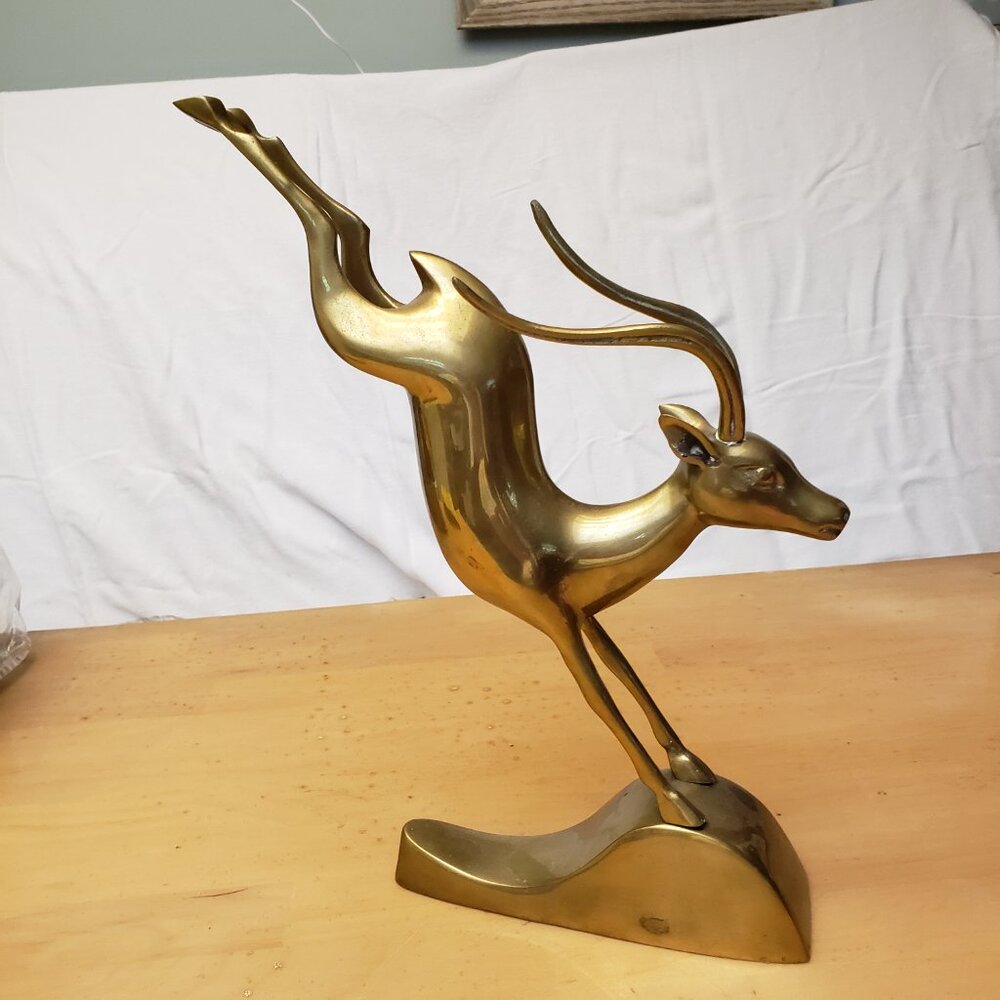 Vintage Mid Century Mod Brass Gazelle - Picture 3 of 3